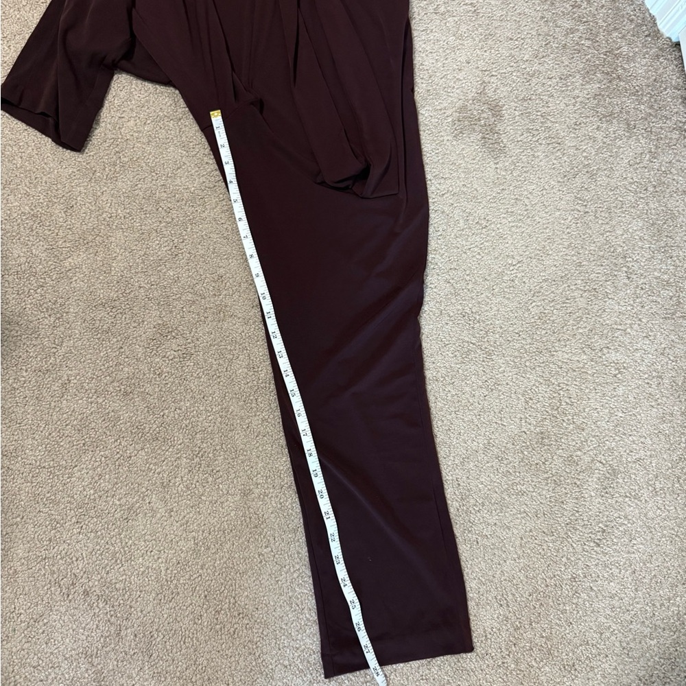 Express Burgundy Faux-Wrap Tie Waist Jumpsuit Size Small - Picture 7 of 7
